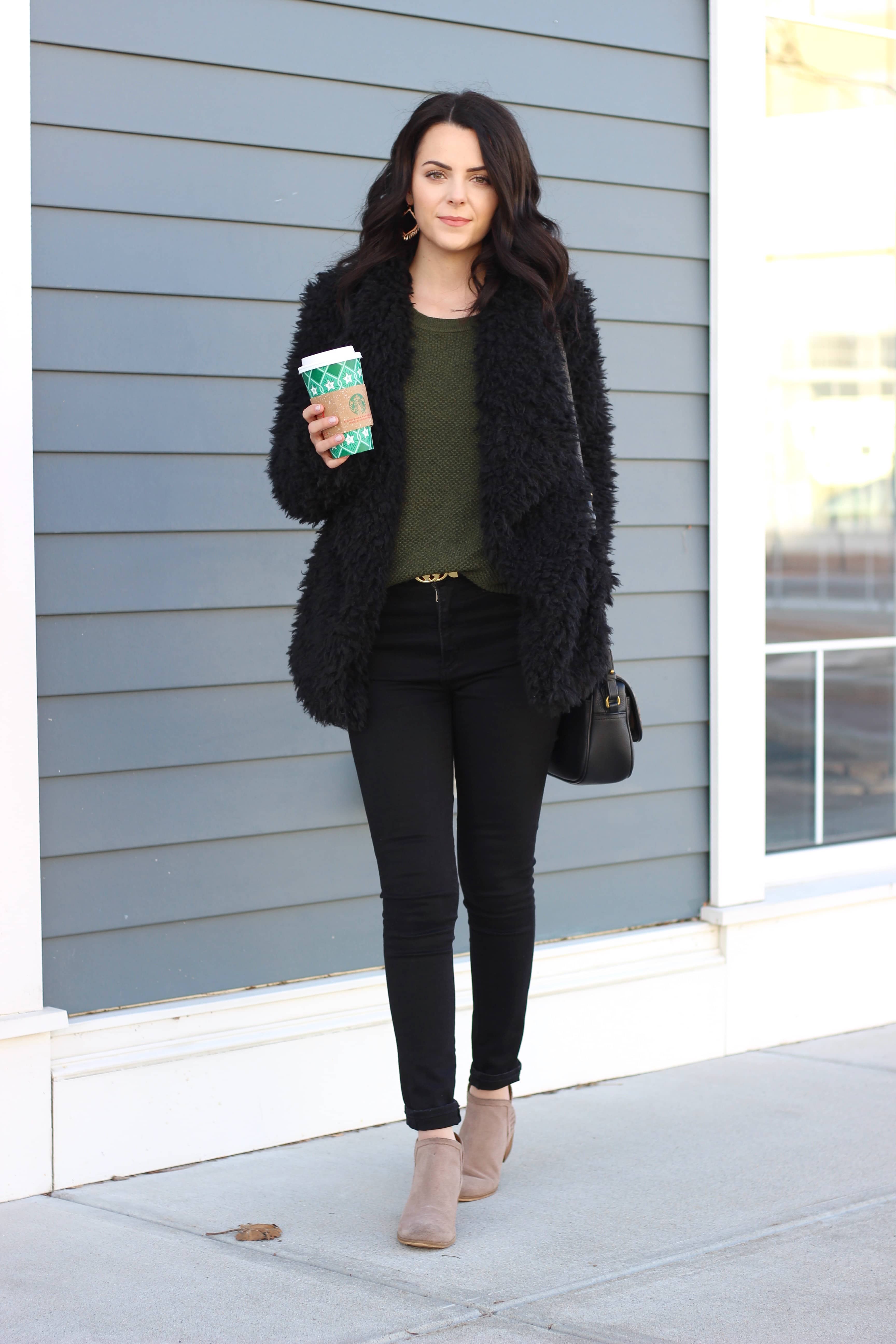 Black Jeans + Olive Sweater : OOTD