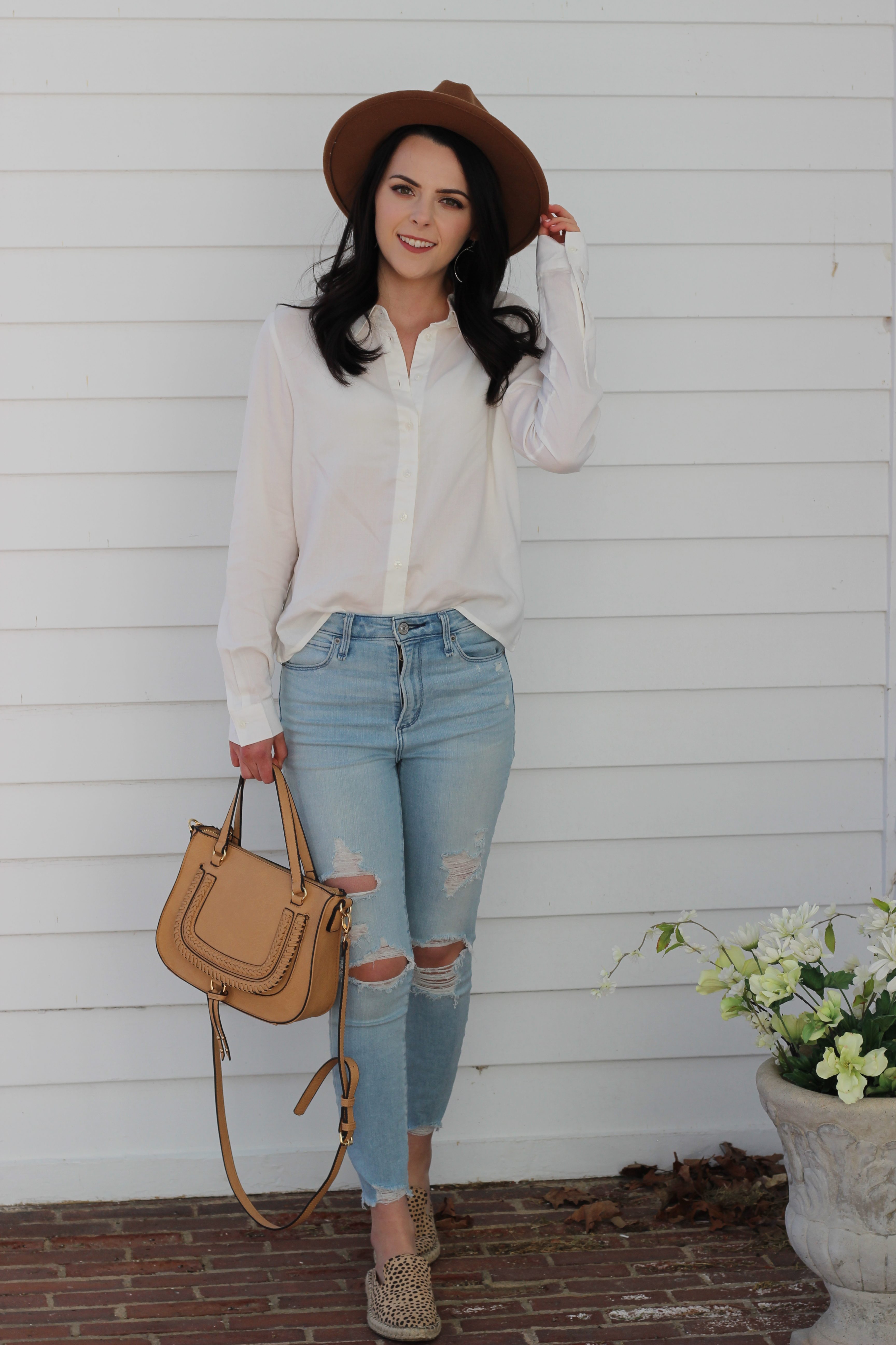 White button down and hot sale jeans